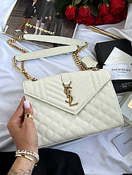 Saint Laurent Leather Envelope Chain Bag Milk 24х19х5