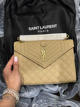 Saint Laurent Leather Envelope Chain Bag Beige 24х19х5, фото 2