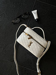 Saint Laurent Gaby Vanity Leather Shoulder Bag WHITE 18x11x7