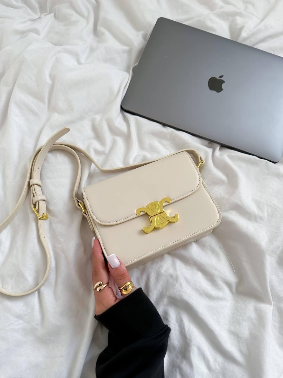 Celine Teen Triomphe Bag  in Shiny Calfskin MILK PREMIUM  [оригінальна коробка] 18x14x5