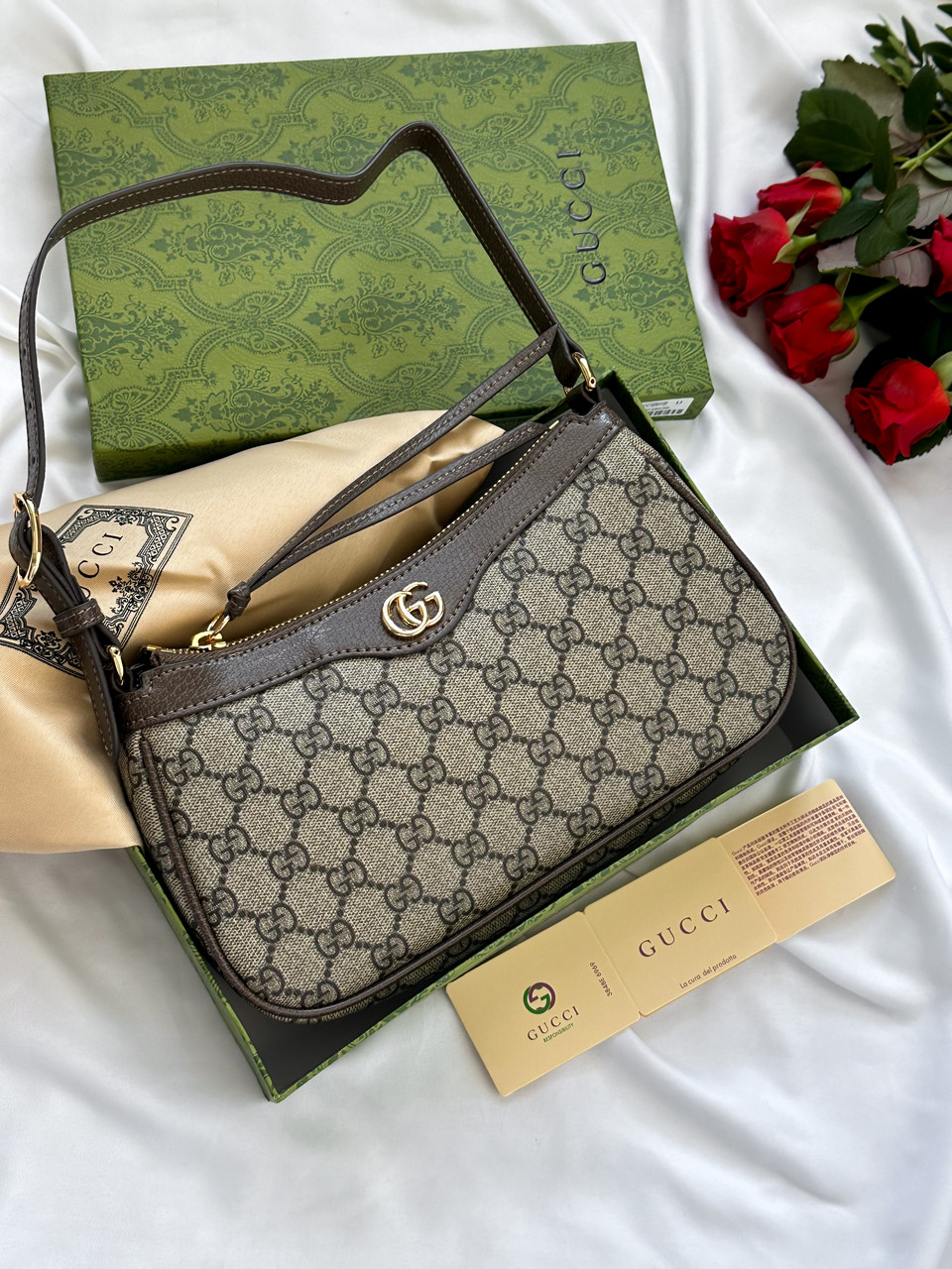 Gucci Ophidia Gg Medium Handbag Brown [оригінальна коробка] 25х14х5