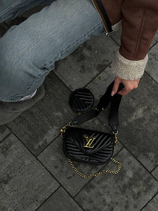 Louis Vuitton New Wave Multi Pochette Bag Black/Gold [магнітна брендована коробка], фото 1