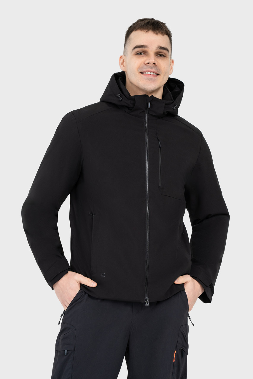 Вітровка AVECS чорна із знімним капюшоном весняна демісезонна куртка 50462/1
