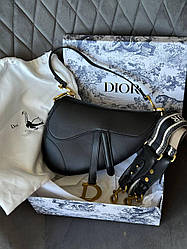 Saddle Bag with Strap Cherry Black Grained Calfskin 27x18x6