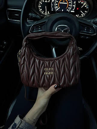Miu Miu   Wander Matelassé Nappa Leather Mini Hobo Bag[оригінальна брендована коробка] 21х23х7, фото 2