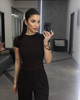 Костюм жіночий спортивний з віскози з коротким рукавом (Норма)