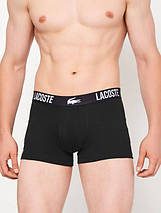 Труси чоловічі боксери (комплект 5 шт) Lacoste чорні, фото 3
