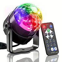 Стильна проєкторна лампа на 7 режимів RGB диско-шар із пультом для дому та вечірок