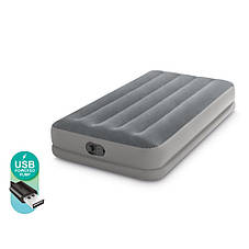 Intex 64112 надувне ліжко (191х99х30 см) з вбудованим електронасосом USB, фото 3
