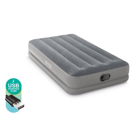 Intex 64112 надувне ліжко (191х99х30 см) з вбудованим електронасосом USB, фото 1