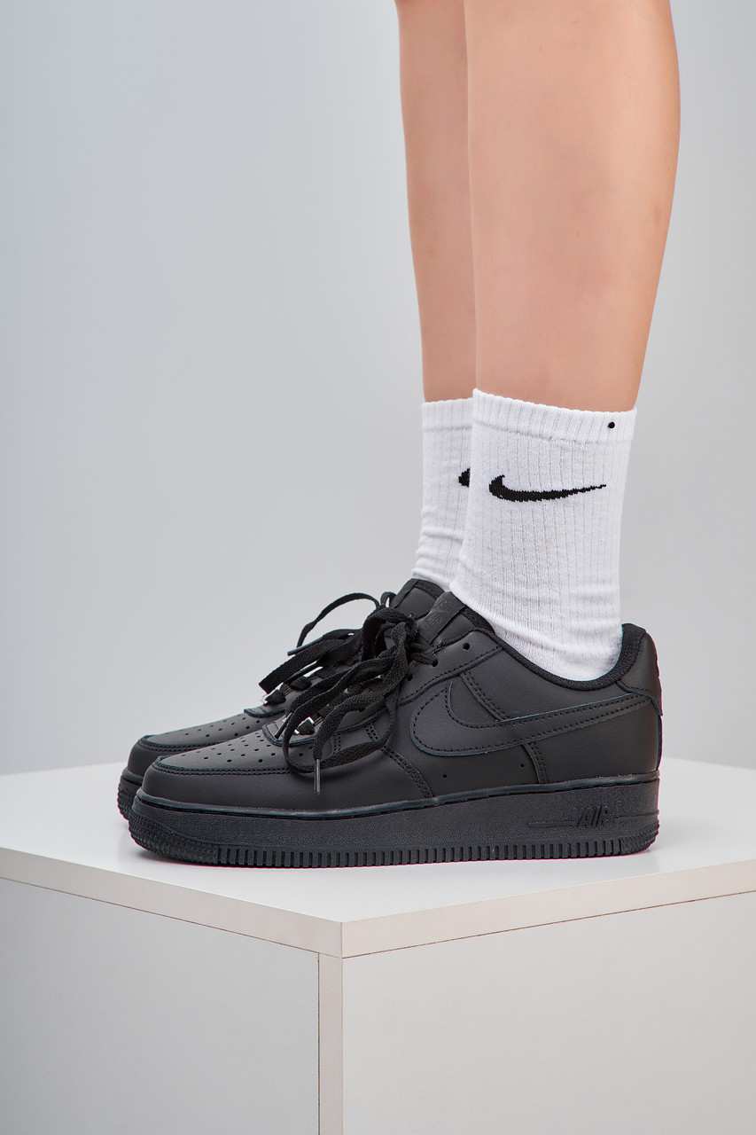 Nike Air Force 1 Classic Premium Black (Матова шкіра) 36