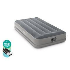 Intex 64112 надувне ліжко (191х99х30 см) з вбудованим електронасосом USB