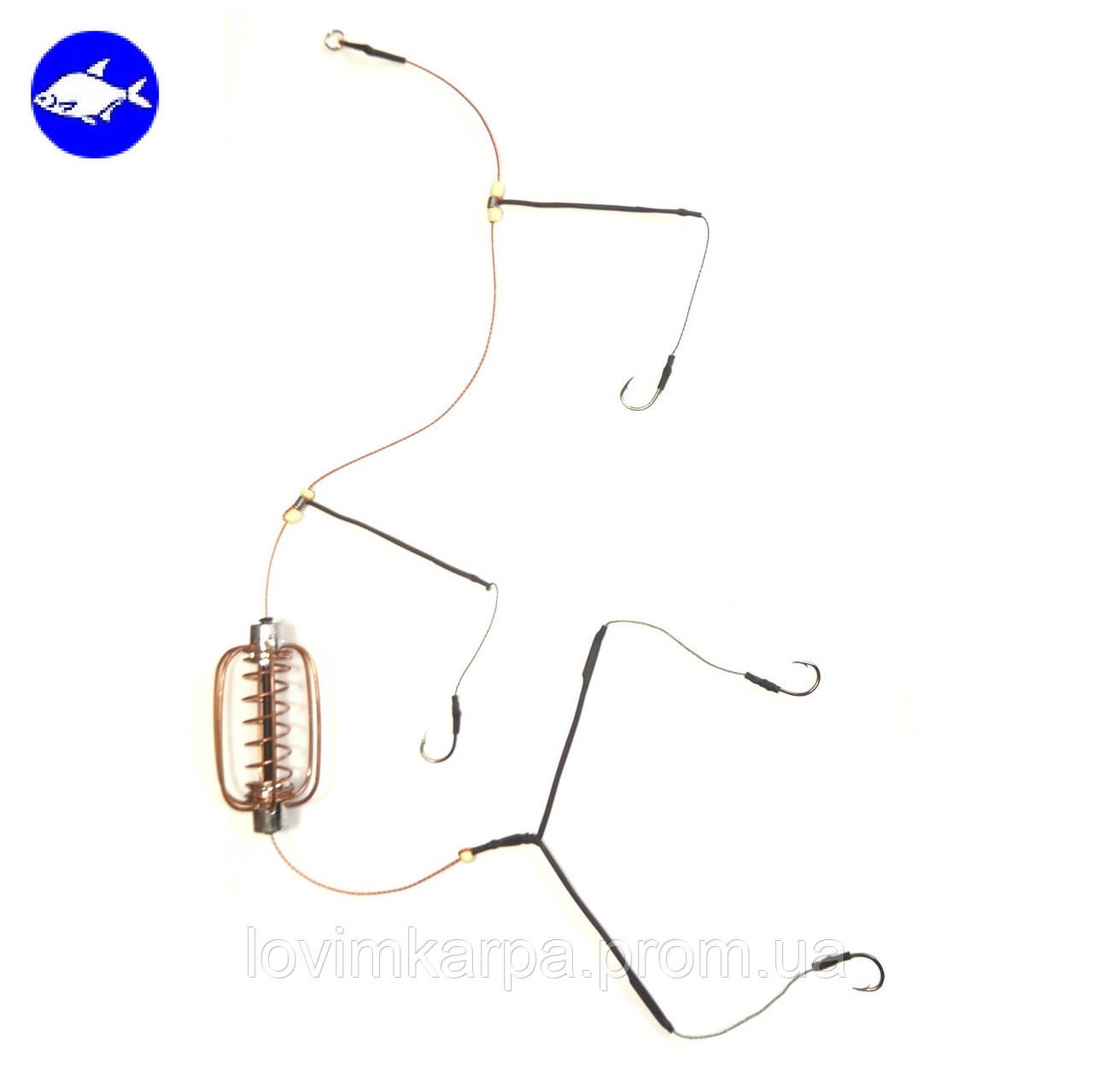 Рибальська снасть «Два відвода з коромислом» (Годівниця «Кавун» 20, 25, 30, 35, 40, 45, 50 г), фото 1