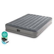 Intex 64114 надувне ліжко (203х152х30 см) з вбудованим електронасосом USB, фото 4