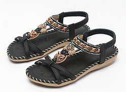 Босоніжки сандалі жіночі літні відкриті чорні кожзам розмір 38-39, 40