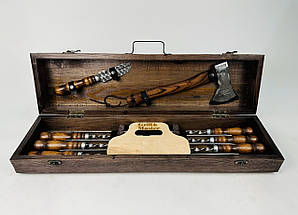 Набір шампурів Кізляр міні ручної роботи. Шашличний набір шампурів у кейсі + гравіювання