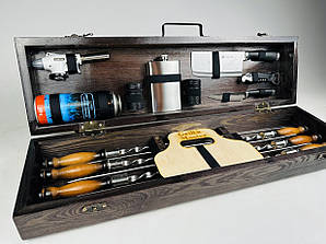 Набір шампурів Кемпінг міні ручної роботи. Шашличний набір шампурів у кейсі + гравіювання