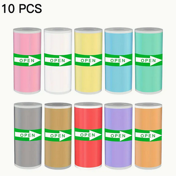 Різнкольоровий набір самоклеючого паперу для термопринтера 10 рулонів RUL-10