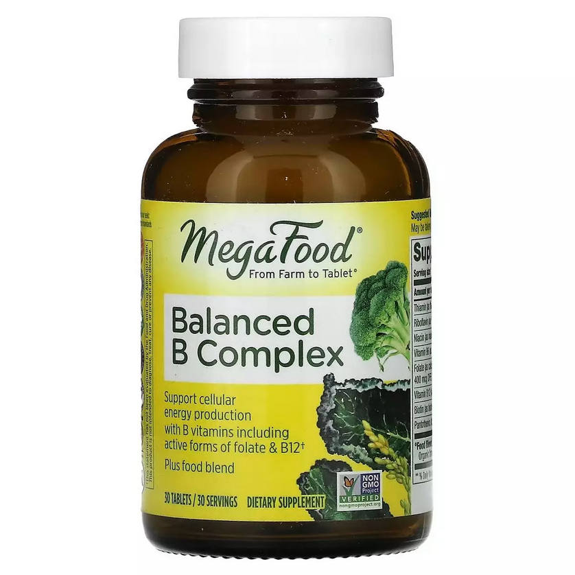 Збалансований комплекс вітамінів B, Balanced B Complex, MegaFood, 30 таблеток