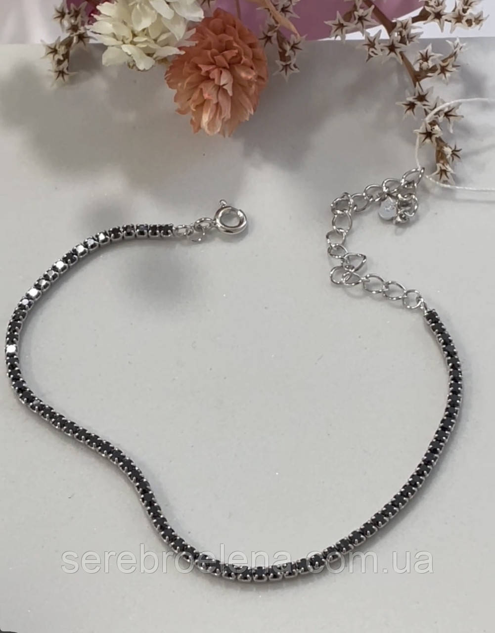 Срібний жіночий браслет, родій, фото 1