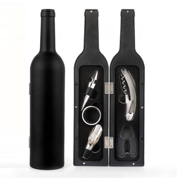 Штопори для вина, набір сомельє, подарунковий набір для алкоголю у формі пляшки вина, фото 1