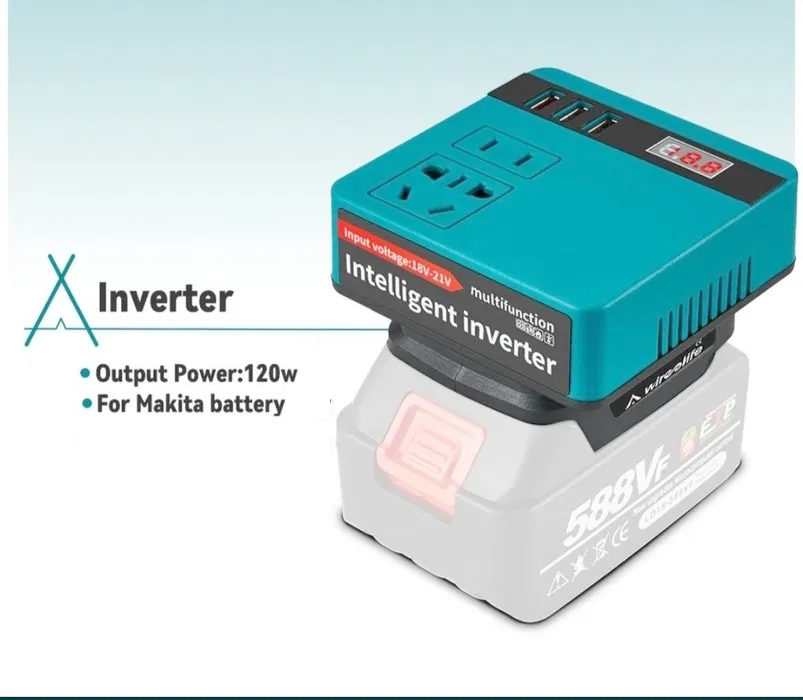 Інвертор адаптер модуль 220v + 3 USB до акумулятора Makita, Revolt, Pro-CRAFT, Profi-Tec та ін.