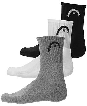 Шкарпетки Head ALL SPORTS TRAINING SHORT CREW 3P сірий, білий, чорний Чол 43-46