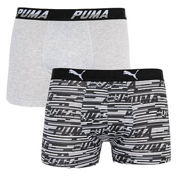Труси-боксери Puma LOGO AOP BOXER 2P сірий, білий, чорний Чол L