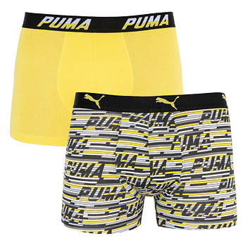 Труси-боксери Puma LOGO AOP BOXER 2P сірий, жовтий Чол L
