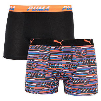 Труси-боксери Puma LOGO AOP BOXER 2P чорний, помаранчевий, синій Чол M
