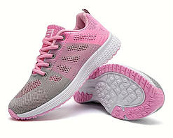 Кросівки жіночі літні сірі з рожевим сітка розмір 39