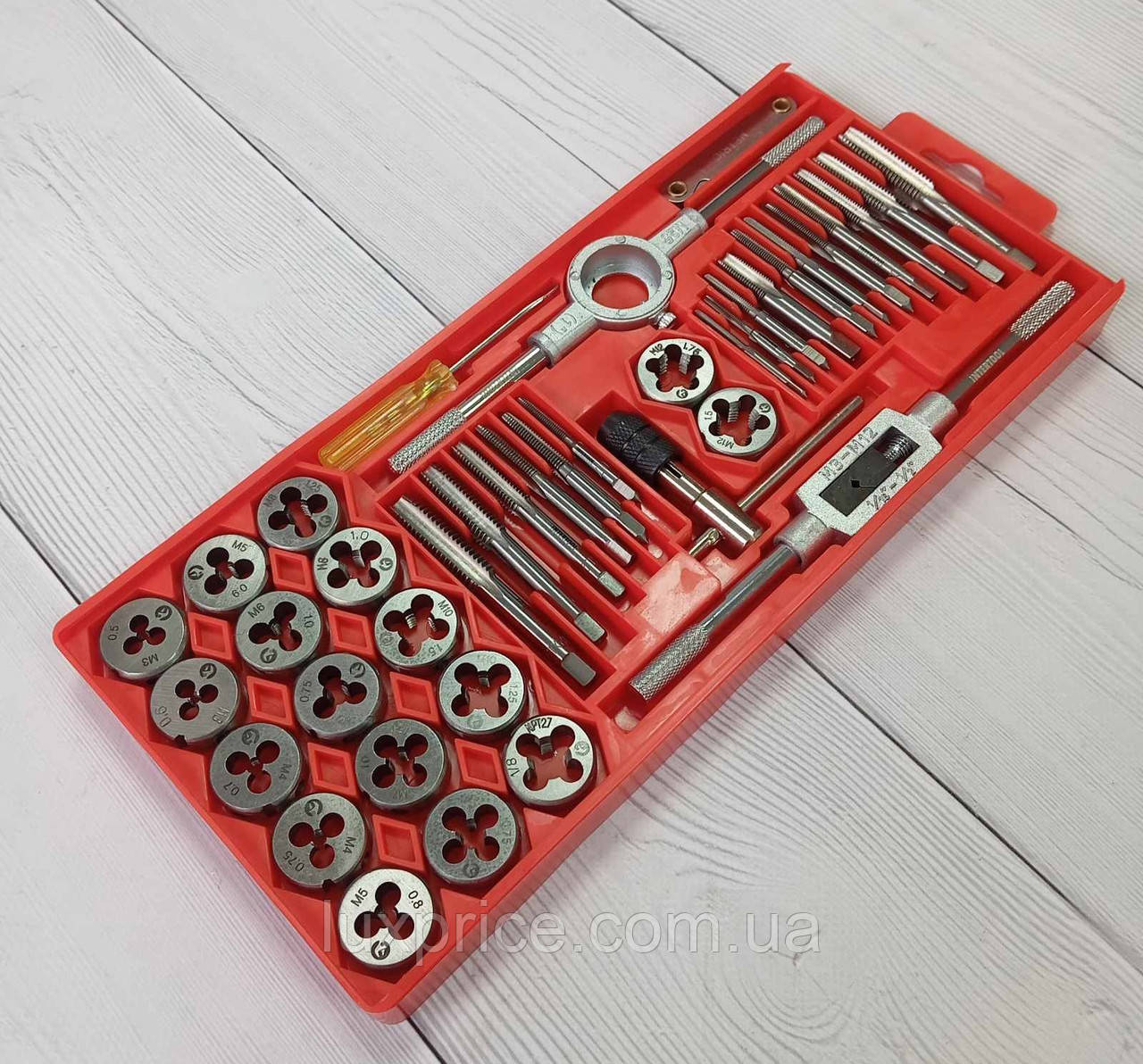 Набір плашок M3-M12 та мітчиків M3-M12, 40 од. INTERTOOL SD-8040   Luxprice