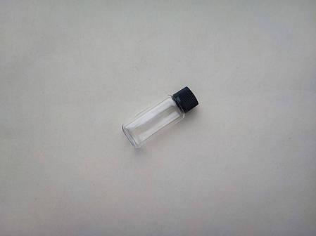 25 мл ПЕТ Овал флакон прозорий з чорною ребристою закруткою, кришкою, пляшка, флакони, пластмасовий з ковпачком, фото 1