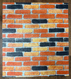 Самоклеюча декоративна 3D панель під бежево-коричневу матову цеглу катеринослав 700х770х3мм (047-4)