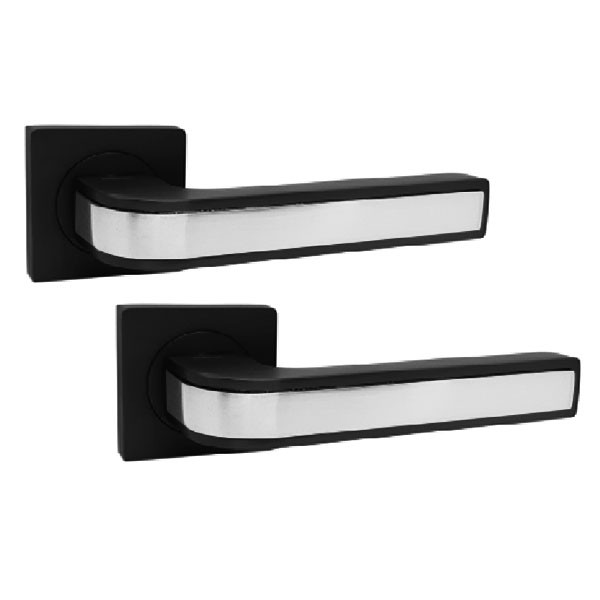 Ручка для дверей на квадратній розетці Кедр Ультра 21.830 MBP/WH чорний матовий з білою вставкою