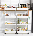 Вузька мобільна етажерка на коліщатках 4 полиці 38×13×87 см Stenson R93336 для кухні, ванної та зберігання речей, фото 3