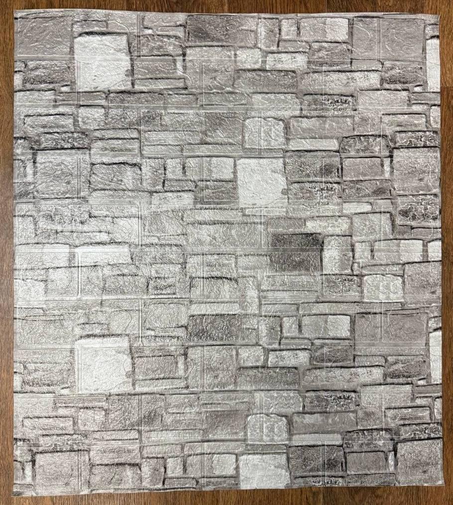 Самоклеюча 3D панель під  сірий камінь старовина 700x770x3мм (50-3), фото 1