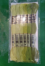 Набір ниток муліне, 6шт Хакі Мікс