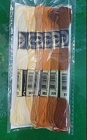 Набір ниток муліне, 6шт коричневий мікс №1