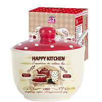 2242-11 Цукорниця з ложкою 450мл "Happy Kitchen" (d-11см, h-7,5см)