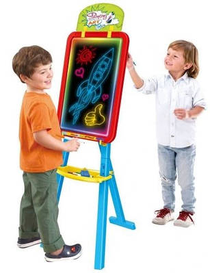 Двостороння ігрова дошка для малювання 3в1 Дитячий мольберт Пиши витирай для крейди і маркера Магнітні букви