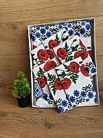 Льняная скатерть и полотенец в подарочной коробке Набор на подарок скатерть 150*220 с полотенцами 35*75