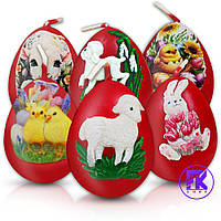 Набір свічок для Великодня яйце червоні декоровані 6 шт