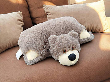 Подушка-трансформер Ведмедик 43 см капучино Подушка у формі ведмедика Подушка для дівчаток Подушка іграшка для сну