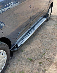 Бокові пороги Allmond Grey (2 шт., алюм.) Коротка база для Ford Custom 2013-2022 рр