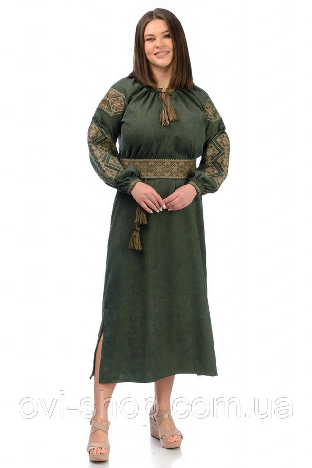 Сукня вишиванка хакі