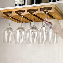 Бамбукова полиця для келихів, підвісний органайзер для келихів(до 8шт), розміром 46x25x5см