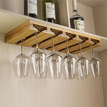 Барна полиця для келихів з бамбука, підвісний органайзер для келихів( до 10шт), розміром 57x25x5см