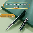 Блокнот А5 на 200 аркушів з ручкою скетчбук з еко-шкіри в подарунковій упаковці, набір 3в1, колір зелений, фото 3