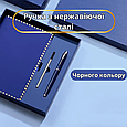 Блокнот А5 на 200 аркушів з ручкою скетчбук з еко-шкіри в подарунковій упаковці, набір 3в1, колір синій, фото 5